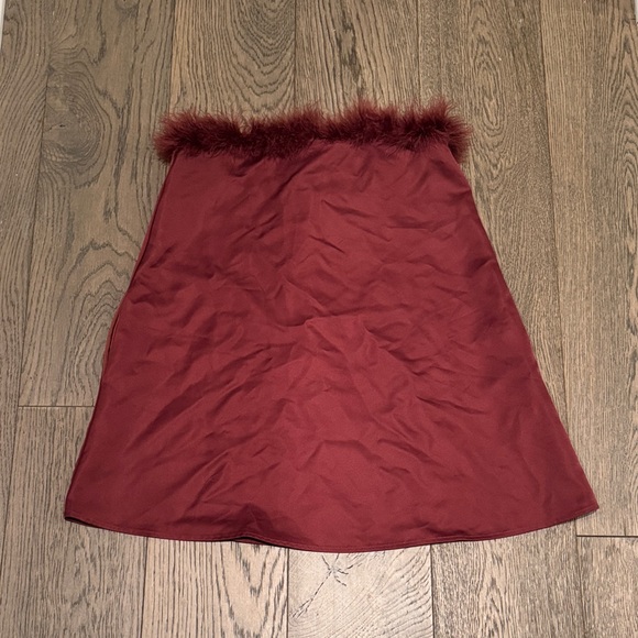 WeWoreWhat Dresses & Skirts - WeWoreWhat Burgundy Mini Dress with Feather Detail